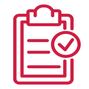 Clipboard checklist icon in red